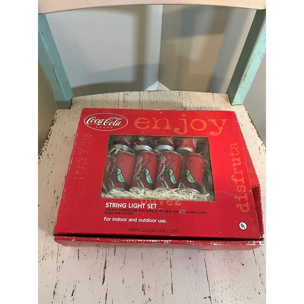 Vintage Coca Cola Classic Cans String Light Set 20 Lights, Covers‎ 20ft NIB Coke